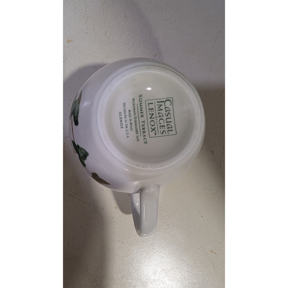 Lenox Casual Images Summer Terrace Creamer Pitcher Floral Green White Ceramic - Picture 6 of 6